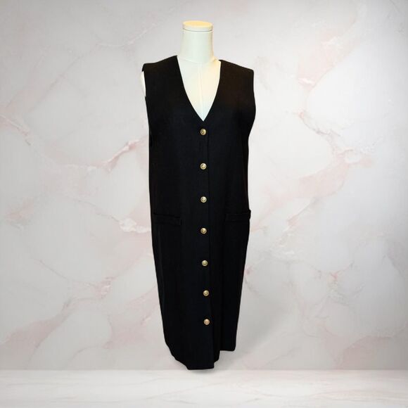 Norton McNaughton Dresses & Skirts - Vintage Norton McNaughton Women's Black Shift Dress Size 6 80s Wool Classic Chic